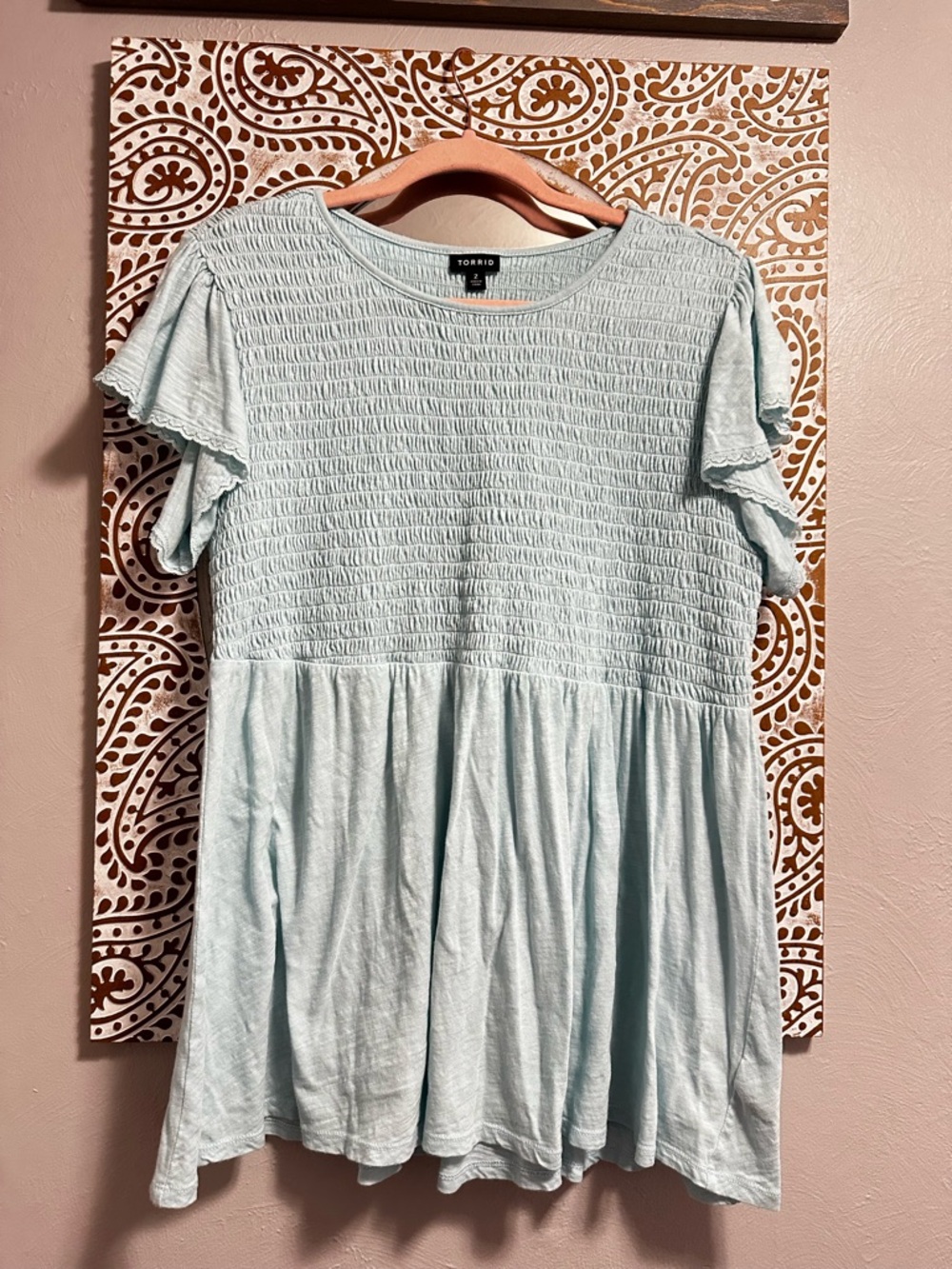 Torrid Light Blue Smocked Top